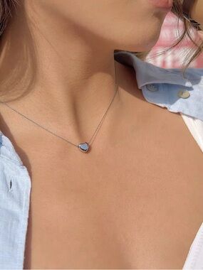 Stainless Steel Silver Tone Heart Pendant Necklace